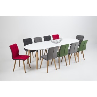Table ovale extensible de style scandinave : blanc, bois | Hellin