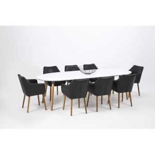 Table ovale extensible de style scandinave : blanc, bois | Hellin