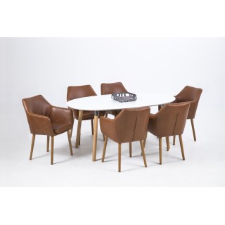 Table ovale extensible de style scandinave : blanc, bois | Hellin