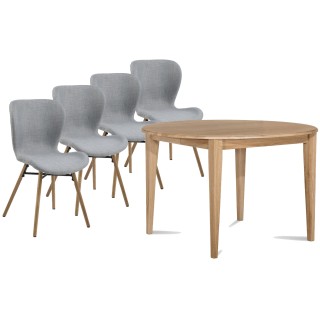 Table ronde pieds fuseau 115 cm 4 chaises matilda