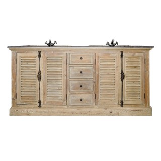 Meuble de salle de bain en bois persiennes double vasque hanoi