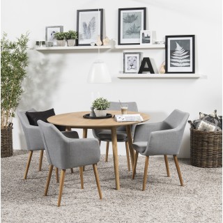 Table ronde scandinave fabriquée en chêne clair | Hellin