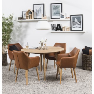 Table ronde scandinave fabriquée en chêne clair | Hellin