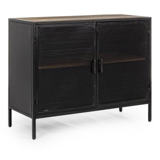 Buffet industriel en métal noir : 2 portes / 1 étagère | Hellin