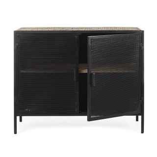 Buffet industriel en métal noir : 2 portes / 1 étagère | Hellin