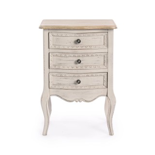 Chevet 3 tiroirs en bois garance