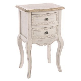 Table de nuit 2 tiroirs en bois - HELLIN