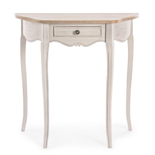 Console demi lune 1 tiroir en bois garance