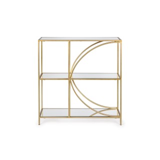 Console metal dore et verre moon
