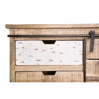 Buffet 2 portes 7 tiroirs bois et métal - Hellin