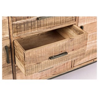 Buffet 2 portes 3 tiroirs bois et métal MICHIGAN - Hellin