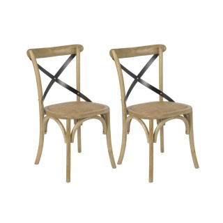 Chaises bistrot en bois massif et metal lot de deux