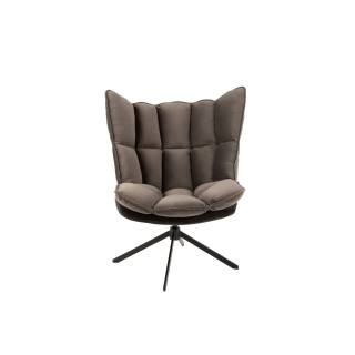 Fauteuil moderne relax en tissu gris et métal FENIX - HELLIN