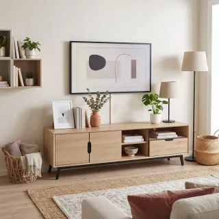 Meuble TV scandinave en bois massif : 2 couleurs | Hellin