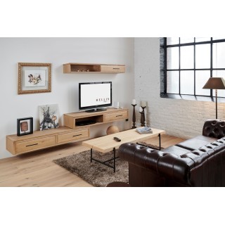 Meuble TV suspendu en bois : 1 porte et 1 niche | Hellin