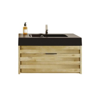 Meuble de salle de bain et sa vasque noir mat 80 cm benoa