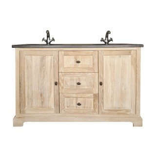 Ensemble salle de bain : meuble double vasque et deux armoires