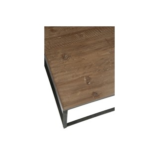 Table basse carrée industrielle en bois et métal noir - Hellin