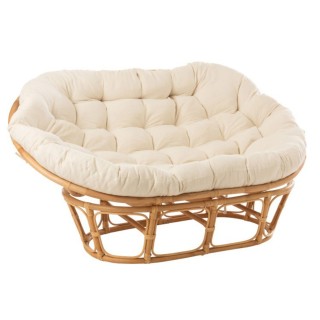 Fauteuil papasan double en rotin beige mika