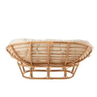 Fauteuil papasan double en rotin beige MIKA - HELLIN