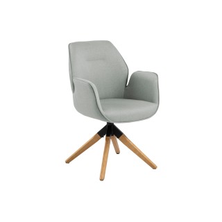 Fauteuil de salle a manger tissu et bois clair ruben