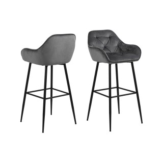 Chaise de bar avec accoudoirs en velours et metal lot de 2 teri