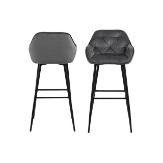 Chaise de bar avec accoudoirs en velours et métal (lot de 2) TERI - HELLIN