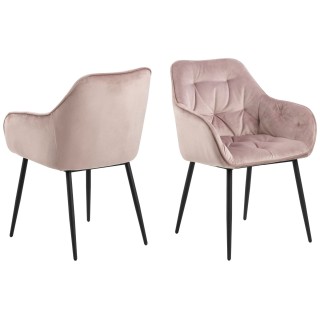 Fauteuil de salle a manger en velours et metal lot de 2 teri