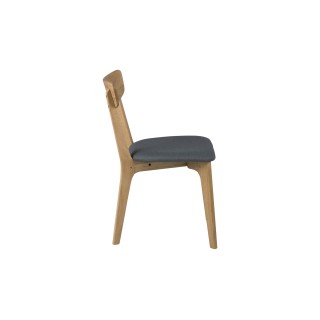 Chaise scandinave en tissu gris et bois de chêne | Hellin