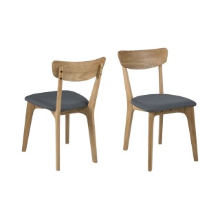 Chaise scandinave en tissu gris et bois de chêne | Hellin