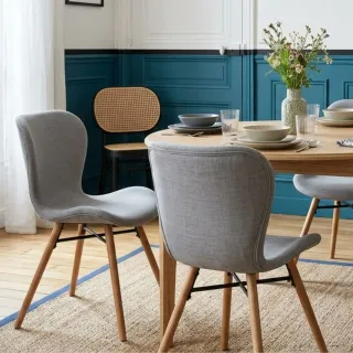 Chaise bois de chêne et tissu coloré : style scandinave | Hellin