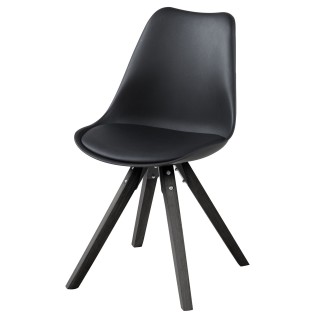 Chaise noire en bois et résine : modèle Earl - Hellin