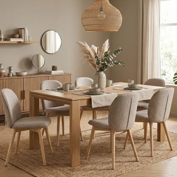 Table rectangulaire extensible en bois massif : 6 personnes