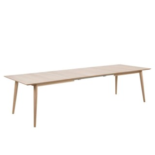 Table à manger extensible en chêne blanchi 8 à 14 couverts, longueur 300 cm - HELLIN