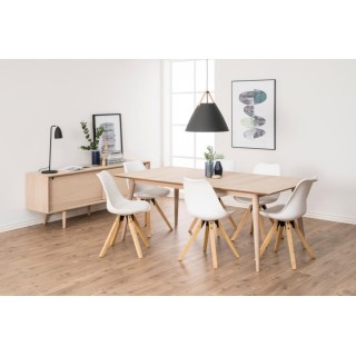 Table à manger extensible en chêne blanchi 8 à 14 couverts, longueur 300 cm - HELLIN