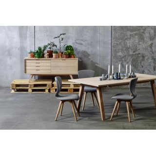Table à manger rectangulaire en bois blanchi L200 ALISIA - HELLIN