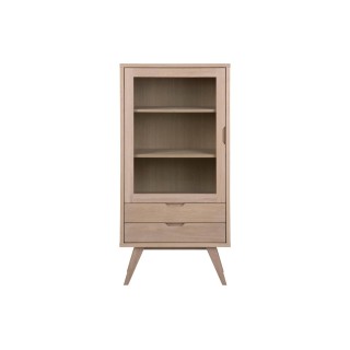 Vitrine scandinave en bois 2 tiroirs 1 porte en verre alisia