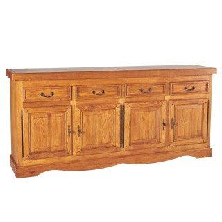 Buffet en chêne foncé La Bresse avec 4 portes et tiroirs