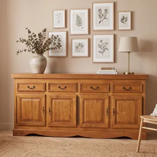 Buffet bas en bois La Bresse : 4 portes / style rustique | Hellin