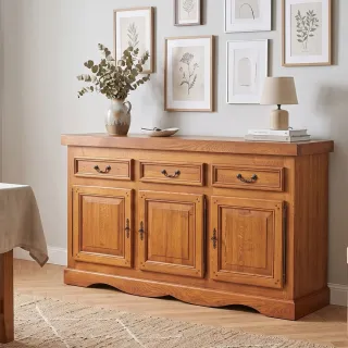 Buffet bas en chêne massif de style rustique / 3 portes | Hellin