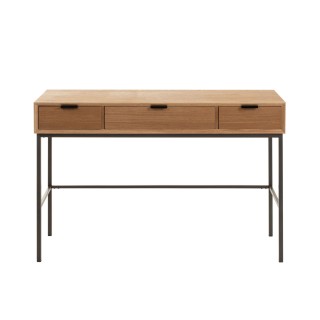 Console en bois naturel et metal noir avec 3 tiroirs ester