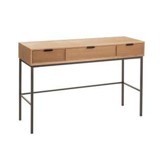 Console en bois naturel et métal noir avec 3 tiroirs ESTER - HELLIN