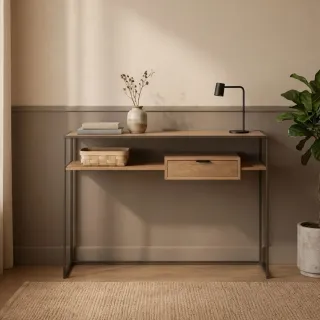 Console design en bois et métal avec 1 tiroir ESTER - HELLIN