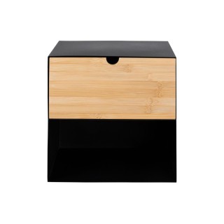 Chevet suspendu cube en metal et bambou 1 tiroir 1 niche janie