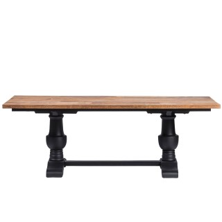 Table rectangulaire en bois massif et teck recyclé L 260 cm
