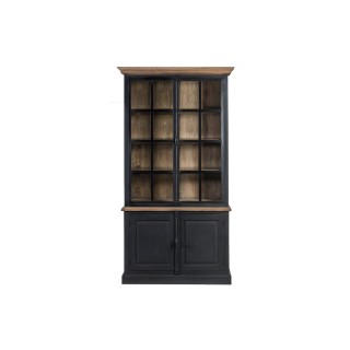 Buffet vaisselier en bois noir 2 portes vitrees dalila