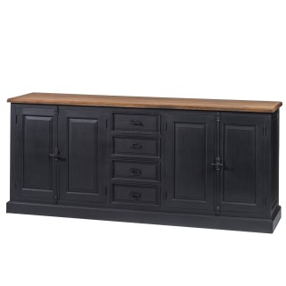 Buffet bas en bois noir 4 portes 4 tiroirs dalila