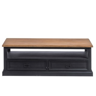 Table basse en bois noir 2 tiroirs 1 niche dalila