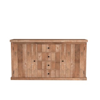 Buffet bas en bois recycle 2 portes 4 tiroirs linas