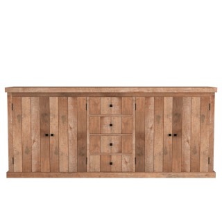 Buffet bas en bois recycle 4 portes 4 tiroirs linas
